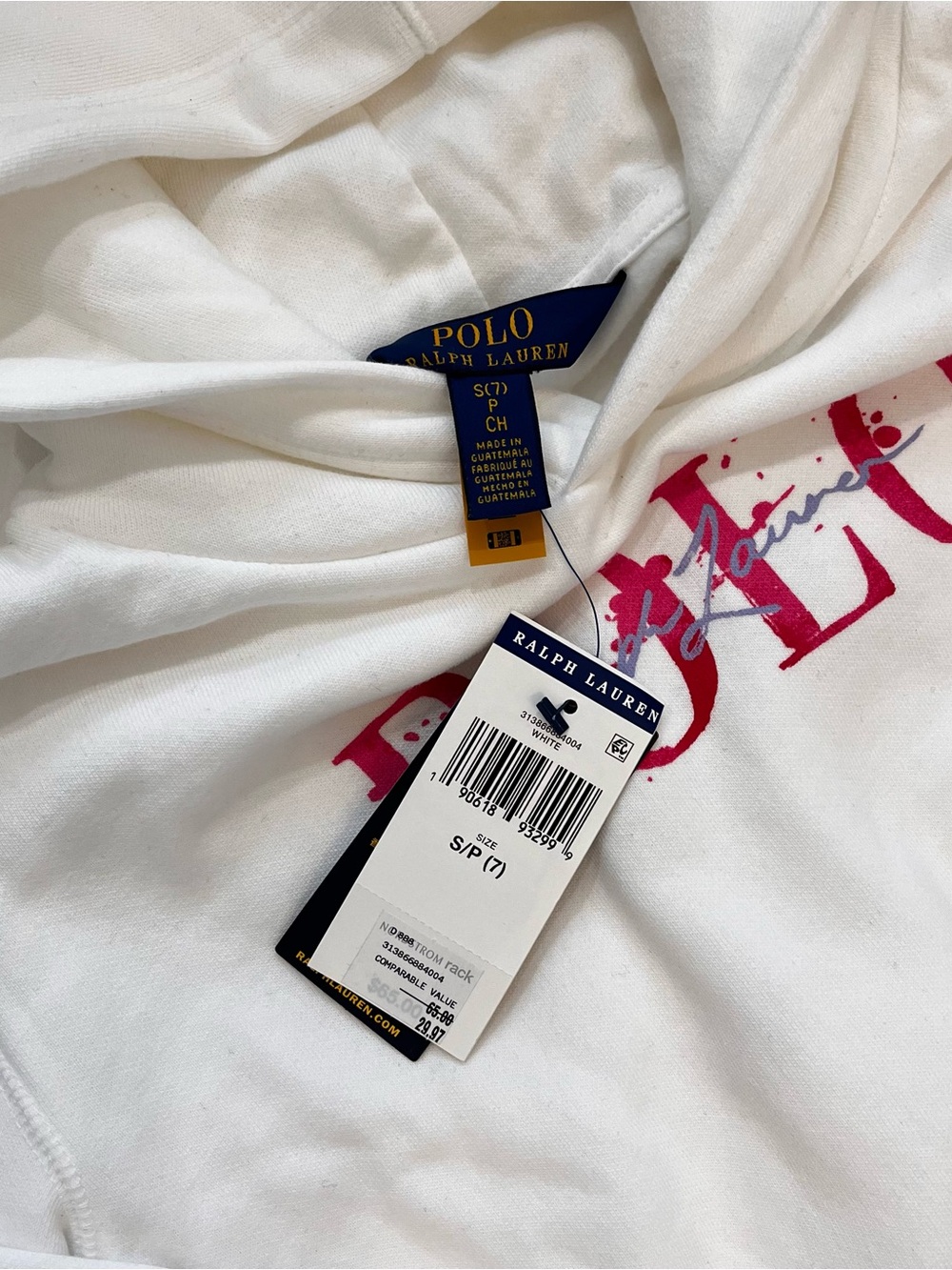 Ralph Lauren White Pants and Hoodie Set with Pink Polo Logo - Picture 4 of 10